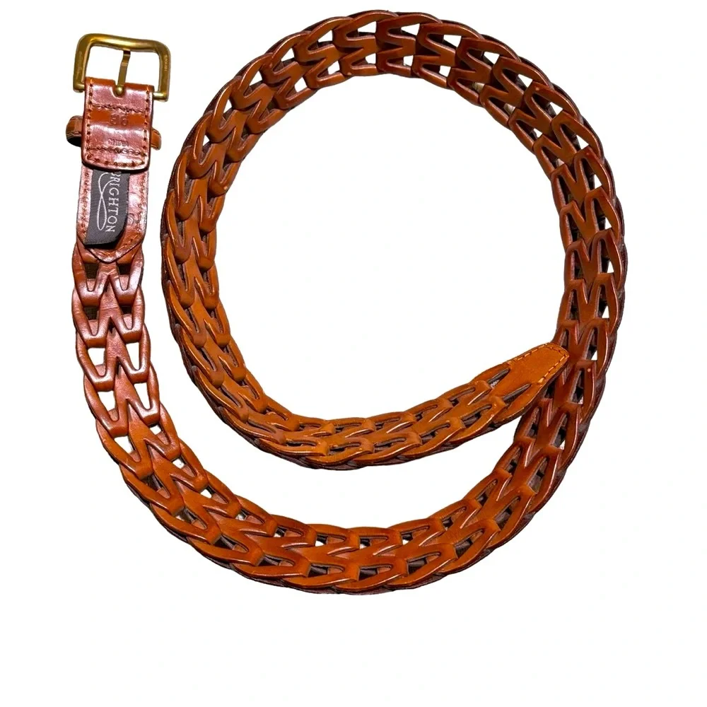 Brighton Vintage Link Leather belt solid brass buckle Excellent condition sz 36